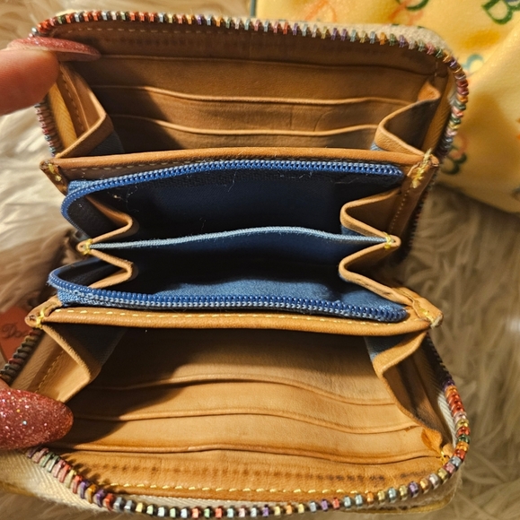 🩷2pc Dooney & Bourke Y2K Cream Monogram DB Insignia Shoulder Bag & Zip Wallet - Picture 6 of 11